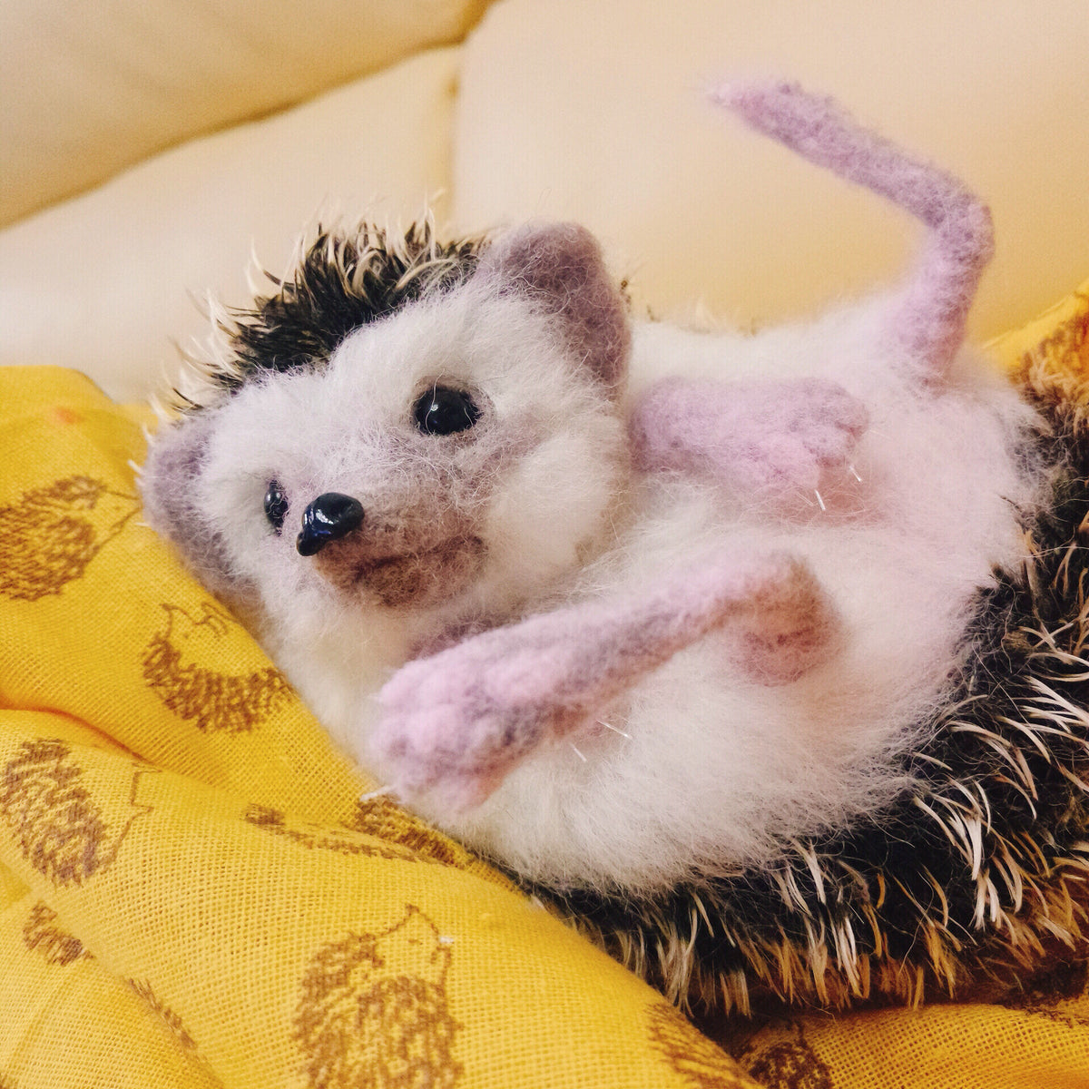 Wool Felt Realistic Hedgehog Figurine Miniature