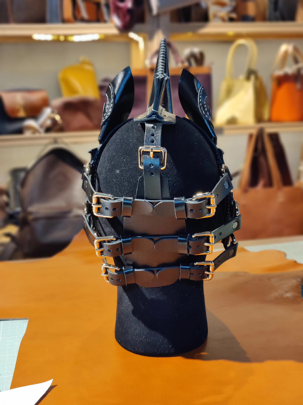 Handcrafted Leather Horse Mask Unicorn Horn
