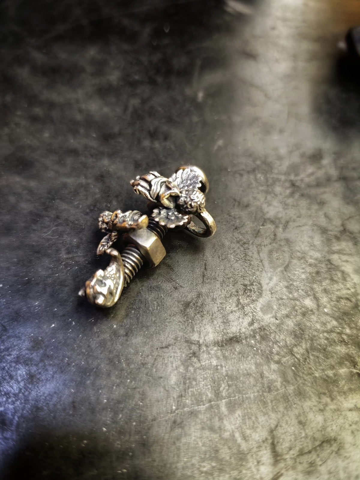 Silver Screw Angel Devil Pendant