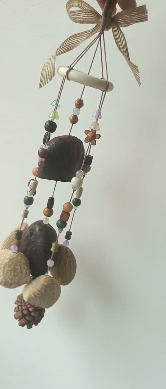 Coconut Shell Wind Chime with Colorful Beads