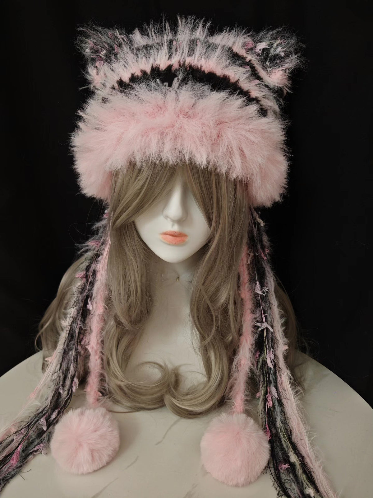 Plush Cat Ear Hat with Tassels