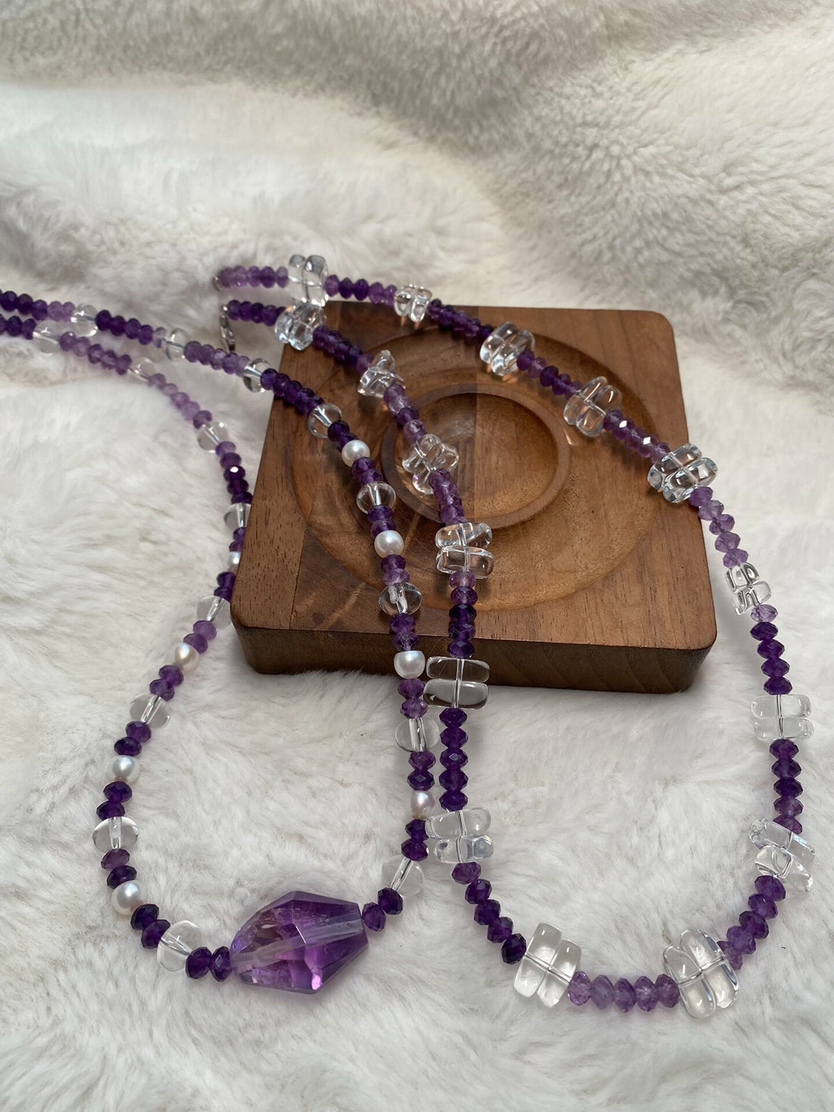 Amethyst and White Crystal Necklace