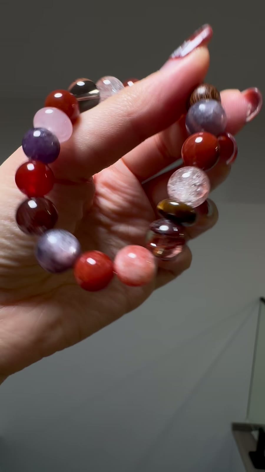 Nine Purple Fire Crystal Beaded Bracelet 10mm