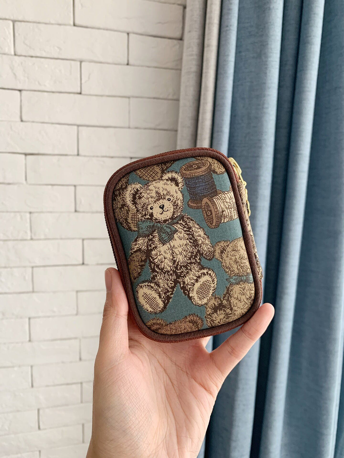 Vintage Cotton Jewelry Case with Ring Holder