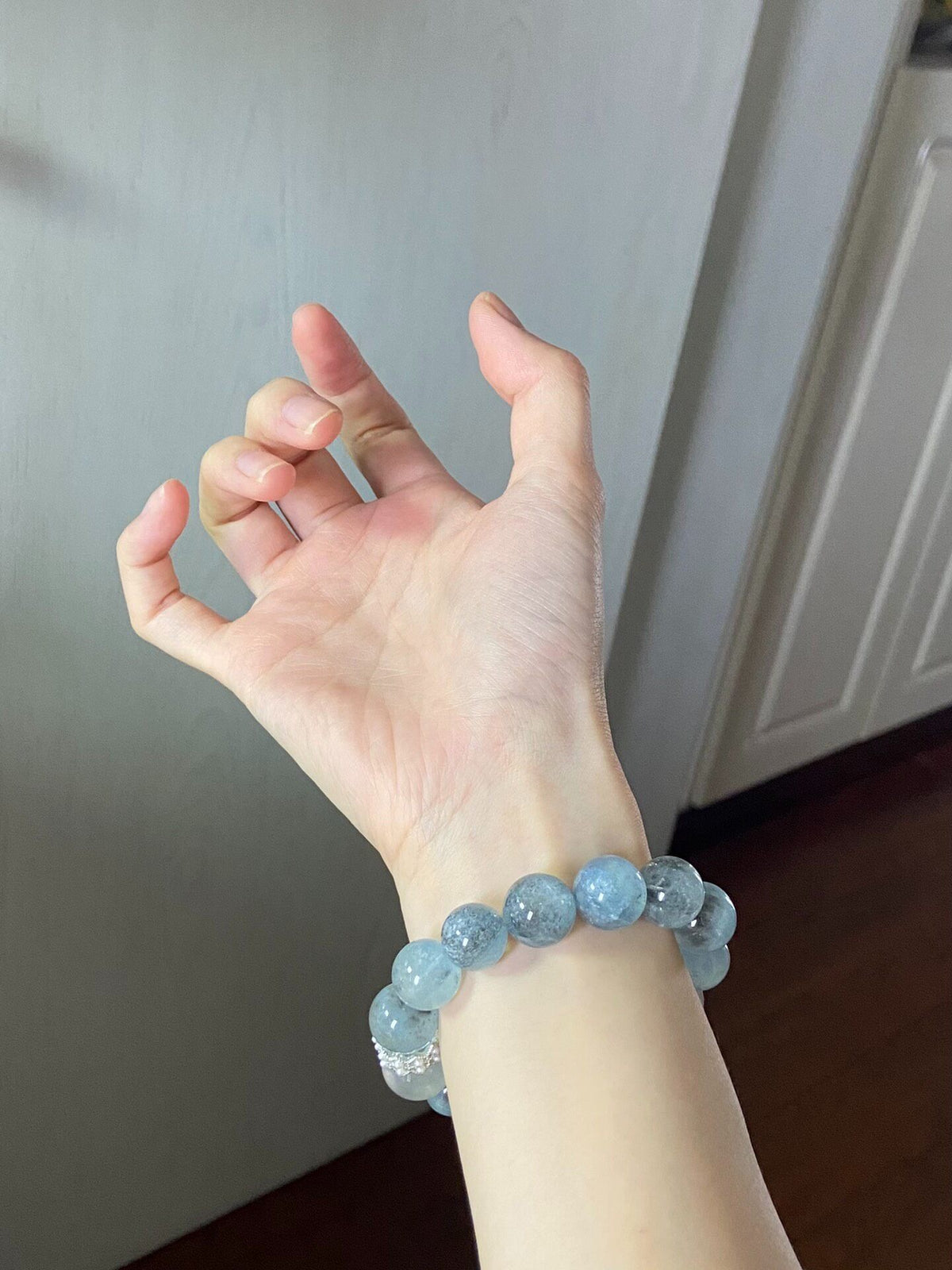 Natural Aquamarine Moonstone Beaded Bracelet