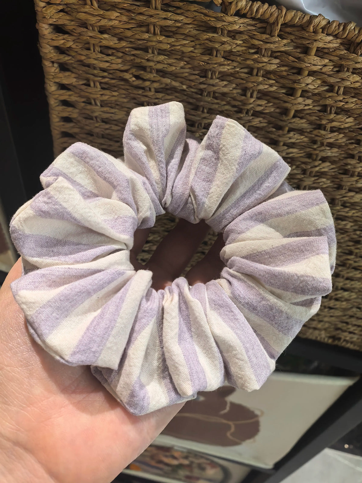 Light Purple Striped Cotton Scrunchie