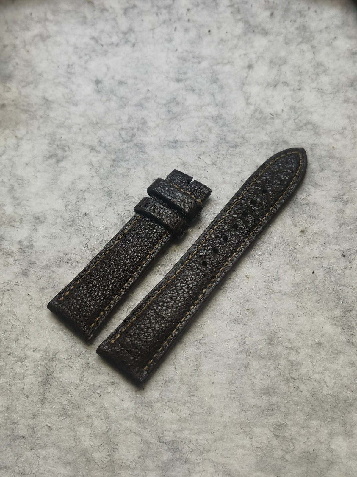 Ostrich Leather Watch Strap Dark Brown