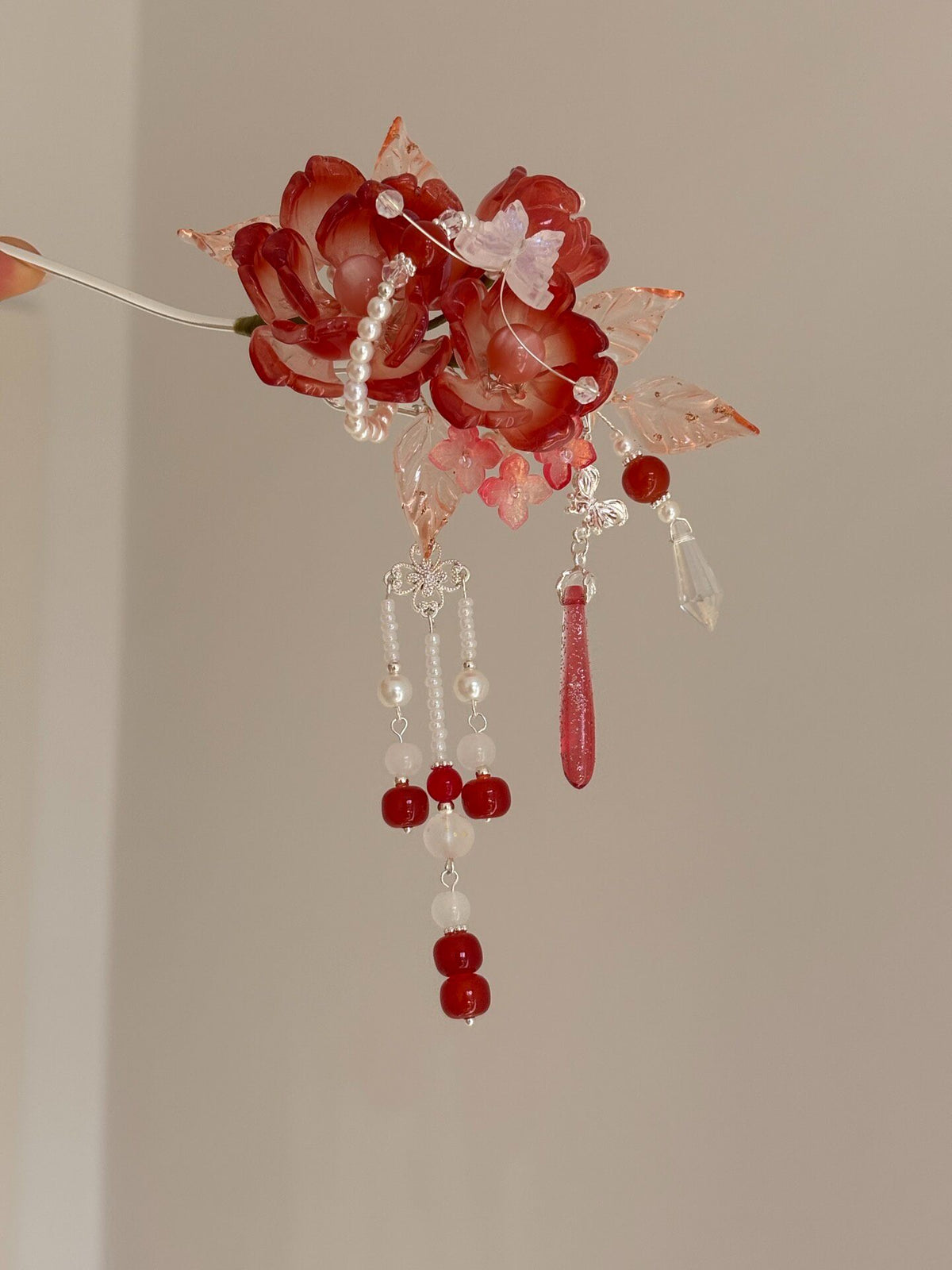 Red Liuli Tassel Buyao Hairpin