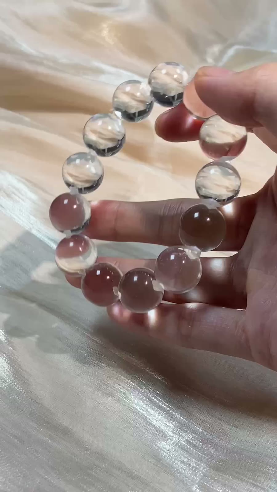 Natural White Quartz Beaded Bracelet 15mm