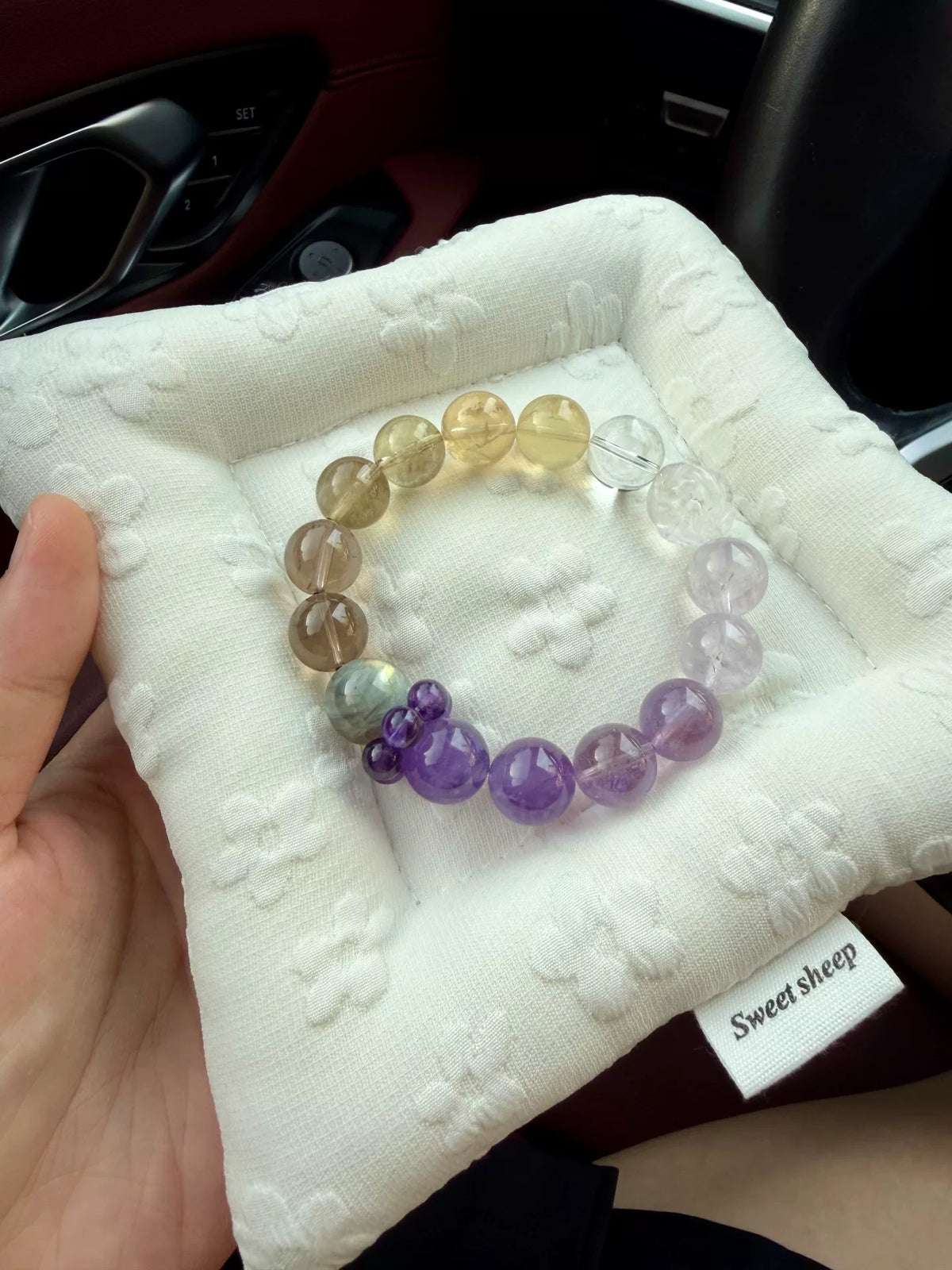 Amethyst Citrine Gradient Beaded Bracelet 12mm