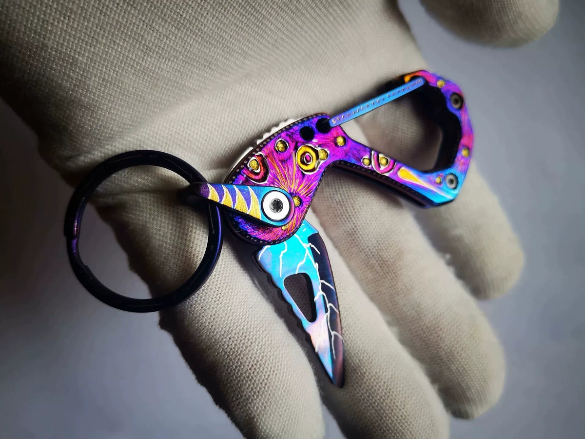 Porte-clés multi-outil en alliage de titane 6,5 cm