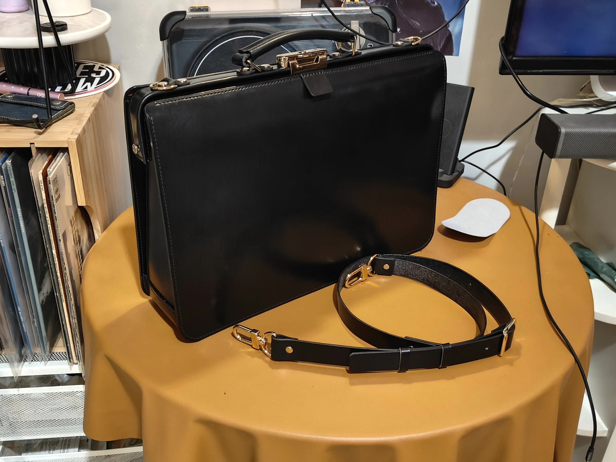 Custom Leather Briefcase with Shoulder Strap