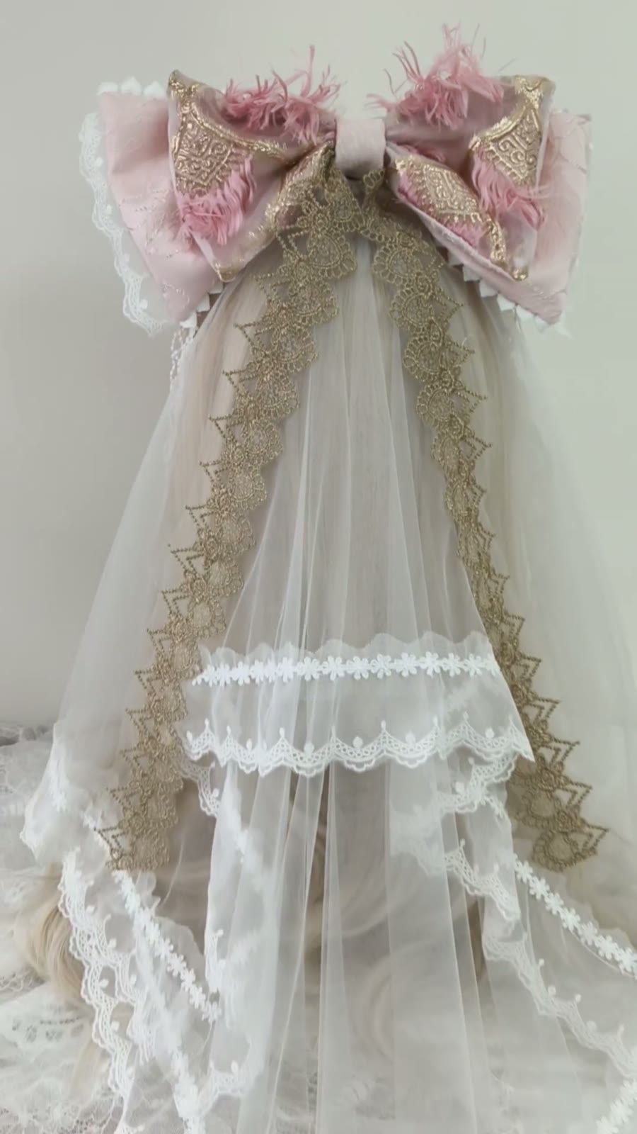Roze Lolita hoofdslier met afneembare strik