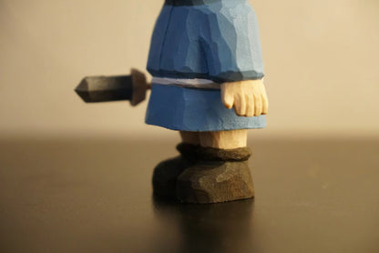 Hand-Carved Basswood Woggy Figure 10cm Low-Poly Style