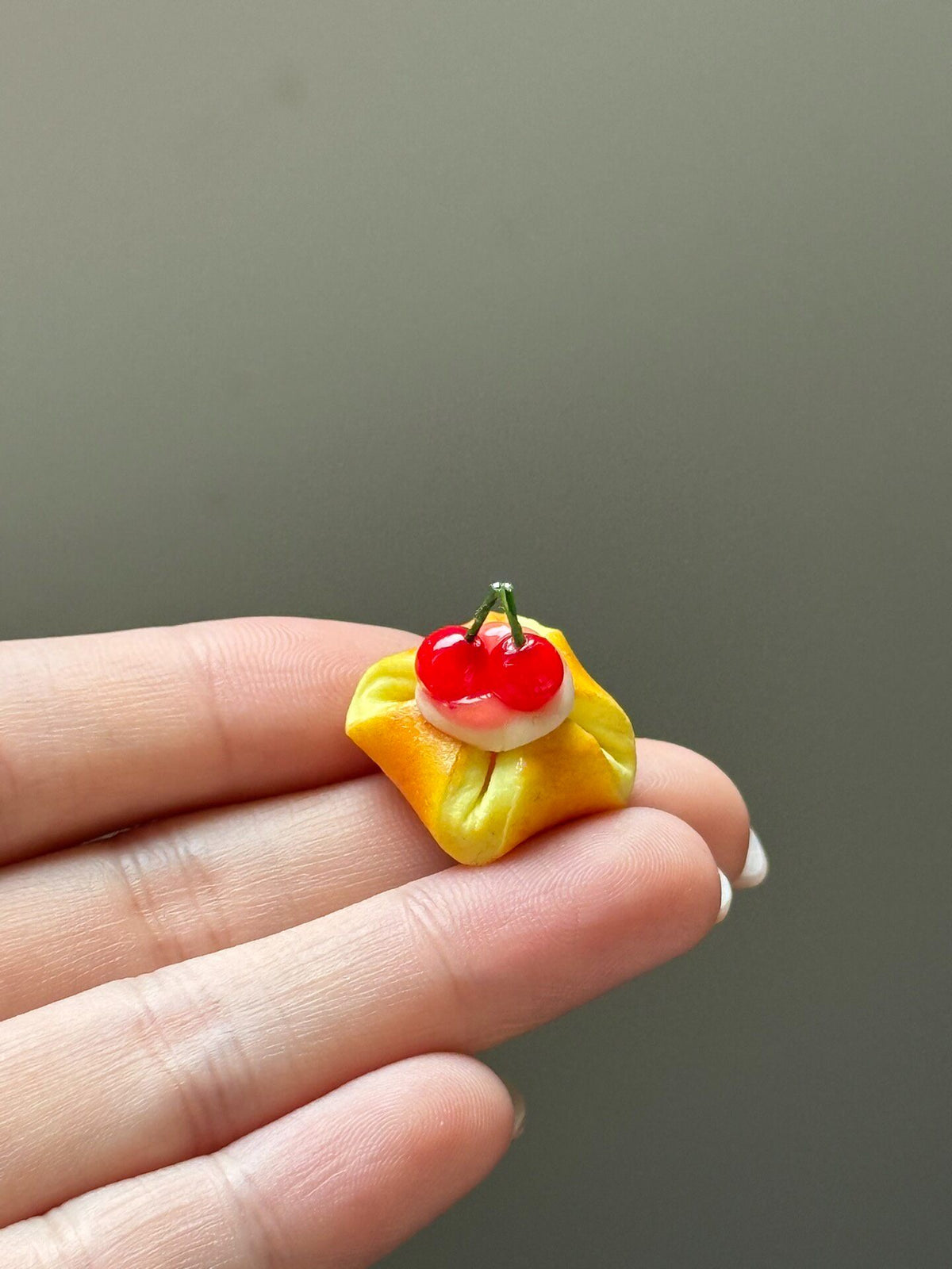 Miniature Cherry Tart Clay Charm
