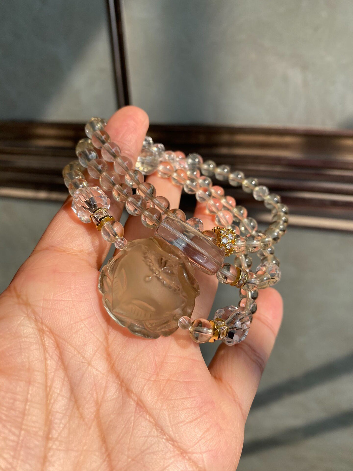 Citrine Fox Charm Triple Wrap Bracelet