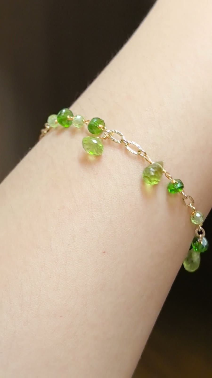 Peridot Diopside Gold Filled Bracelet