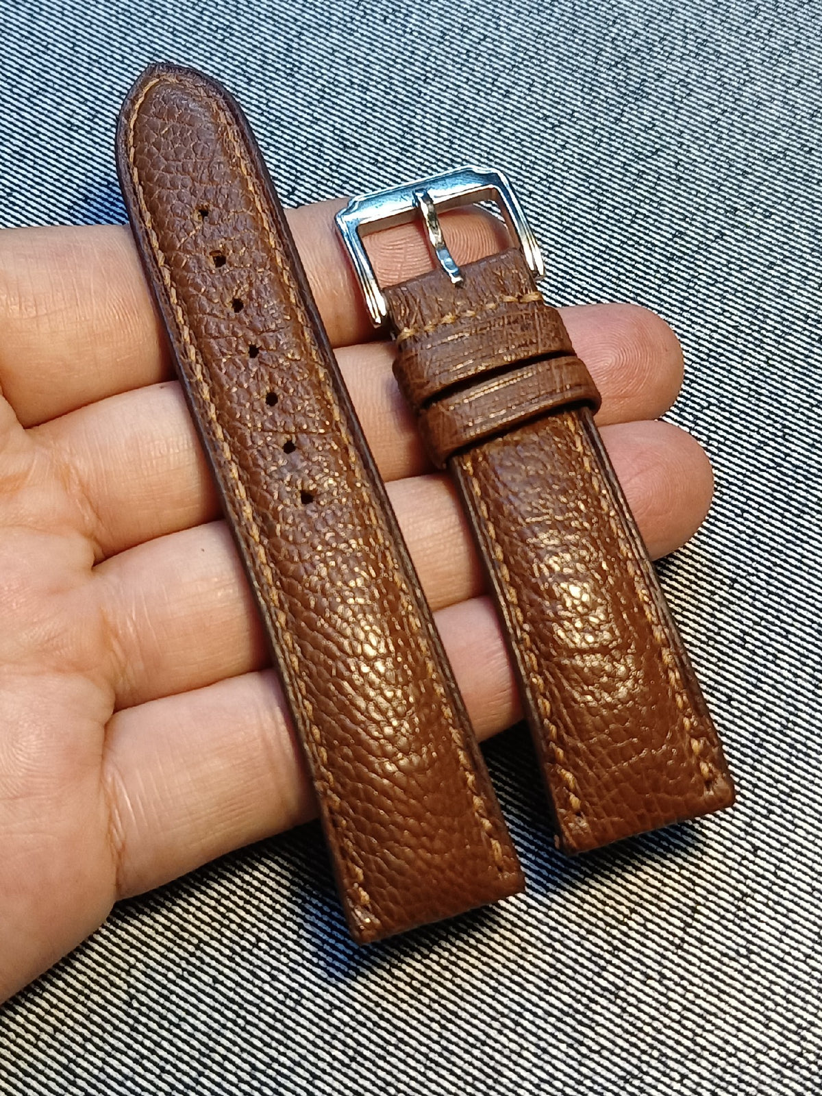 Handcrafted Brown Ostrich Leather Watch Strap