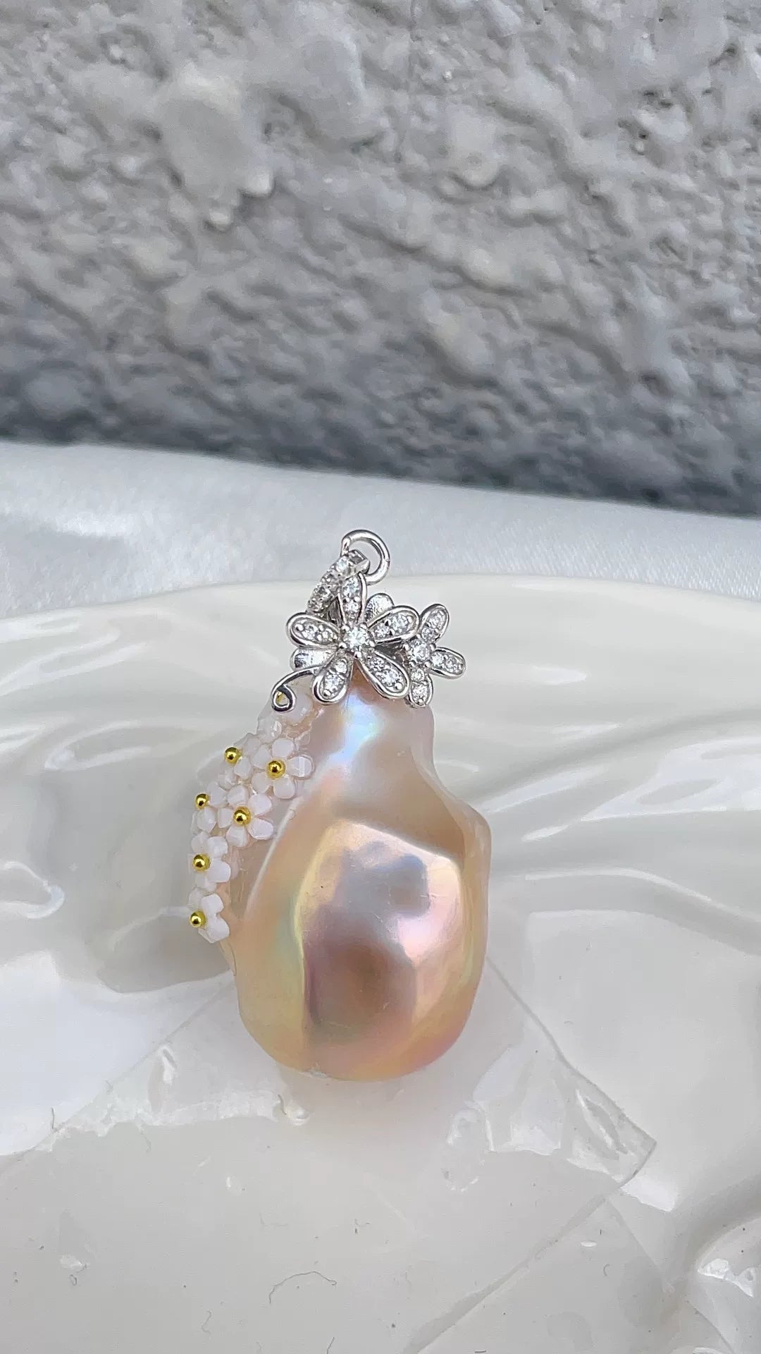 Aurora Metallic Baroque Pearl 925 Silver Pendant