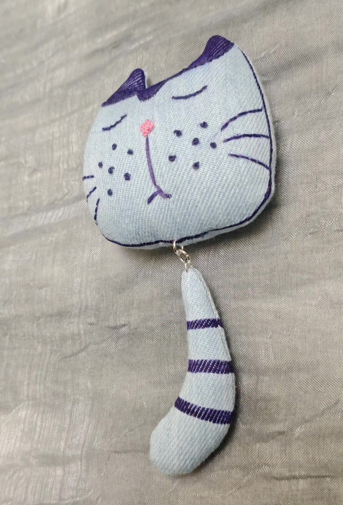 Handmade Fabric Cat Head Ornament