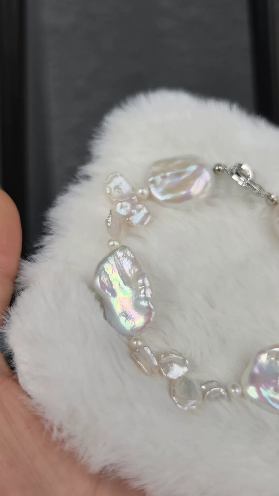 Bracelet aux perles barroques d'eau douce avec fermoir argenté