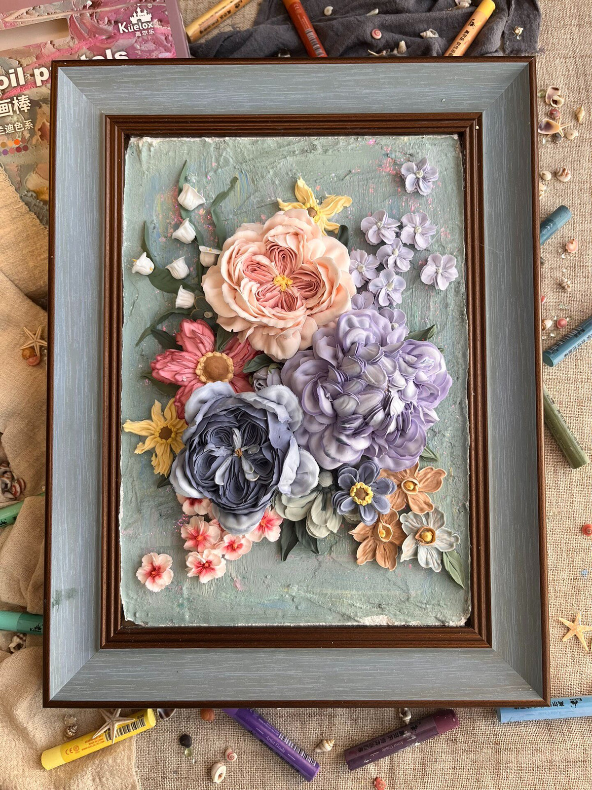 Clay Piping Painting Floral Wall Art