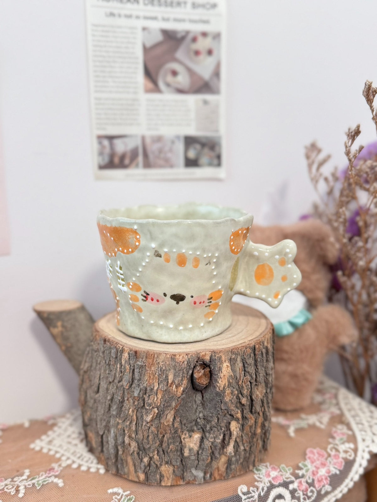 Handpainted Cat Face Ceramic Coffee Cup 230ml