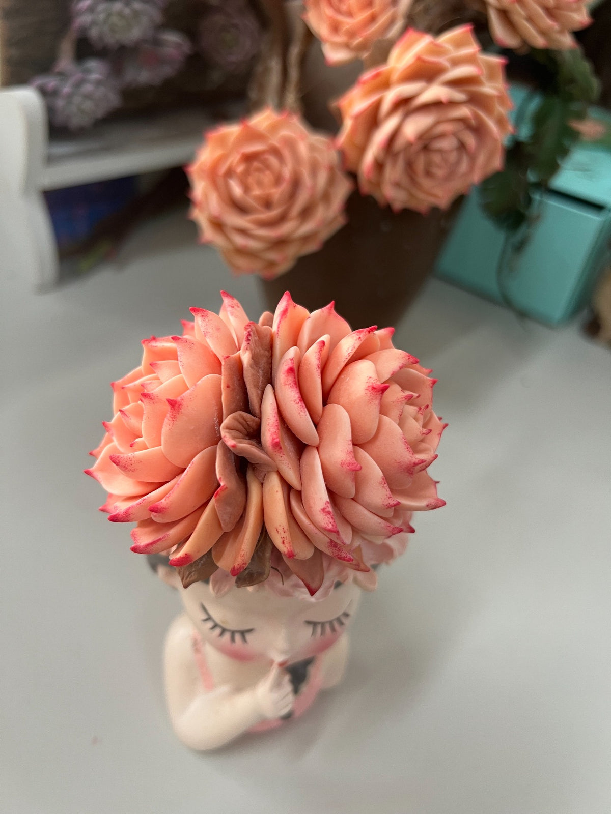 Handmade Resin Clay Double Headed Succulent