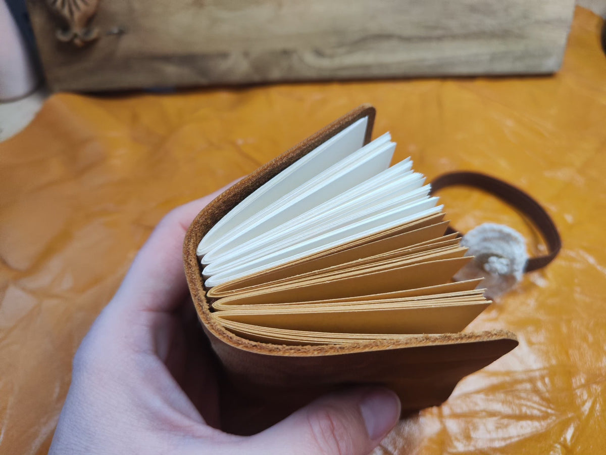 Handmade Cowhide Journal with Crochet Flower