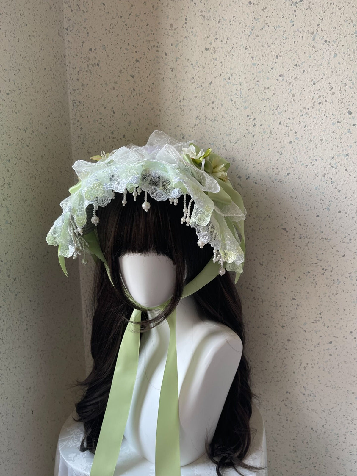Lolita Green Bonnet with Satin Bows