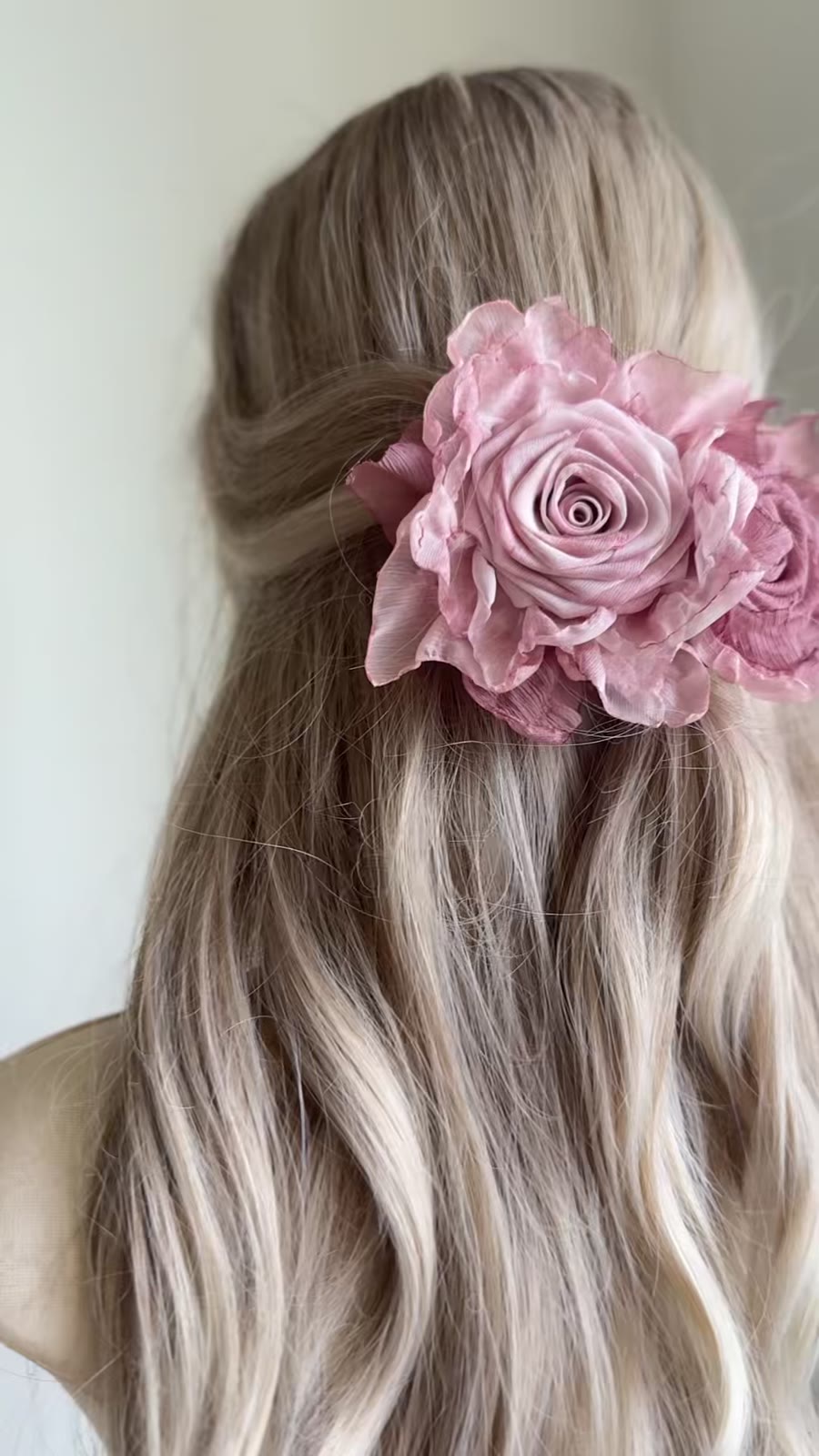 Spring Clip Pink Fabric Rose Hair Accessory