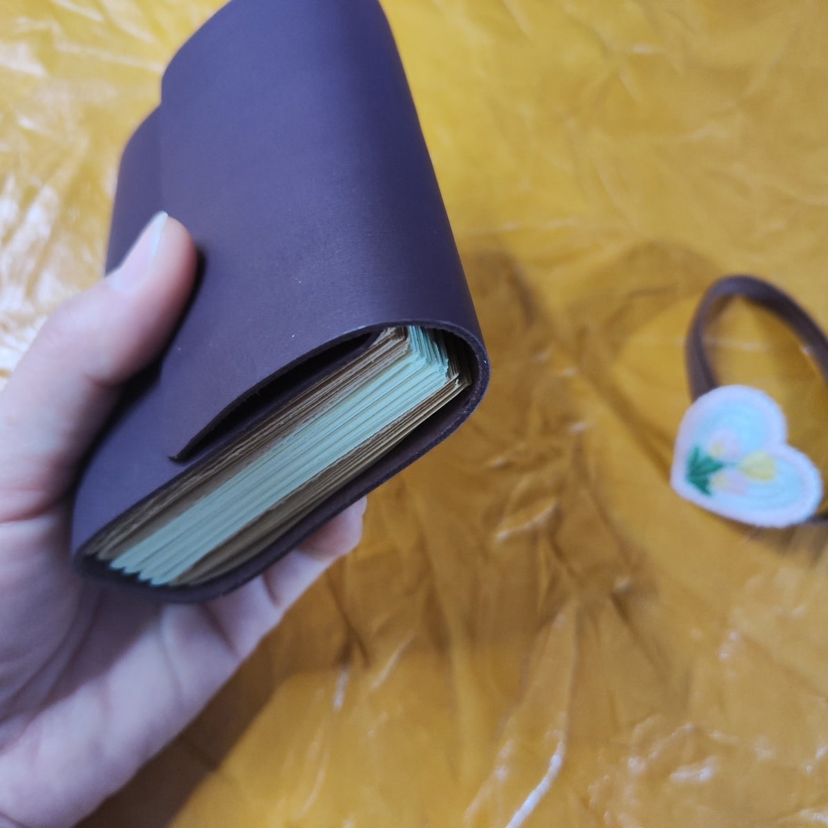 Cowhide Embroidered Heart Journal