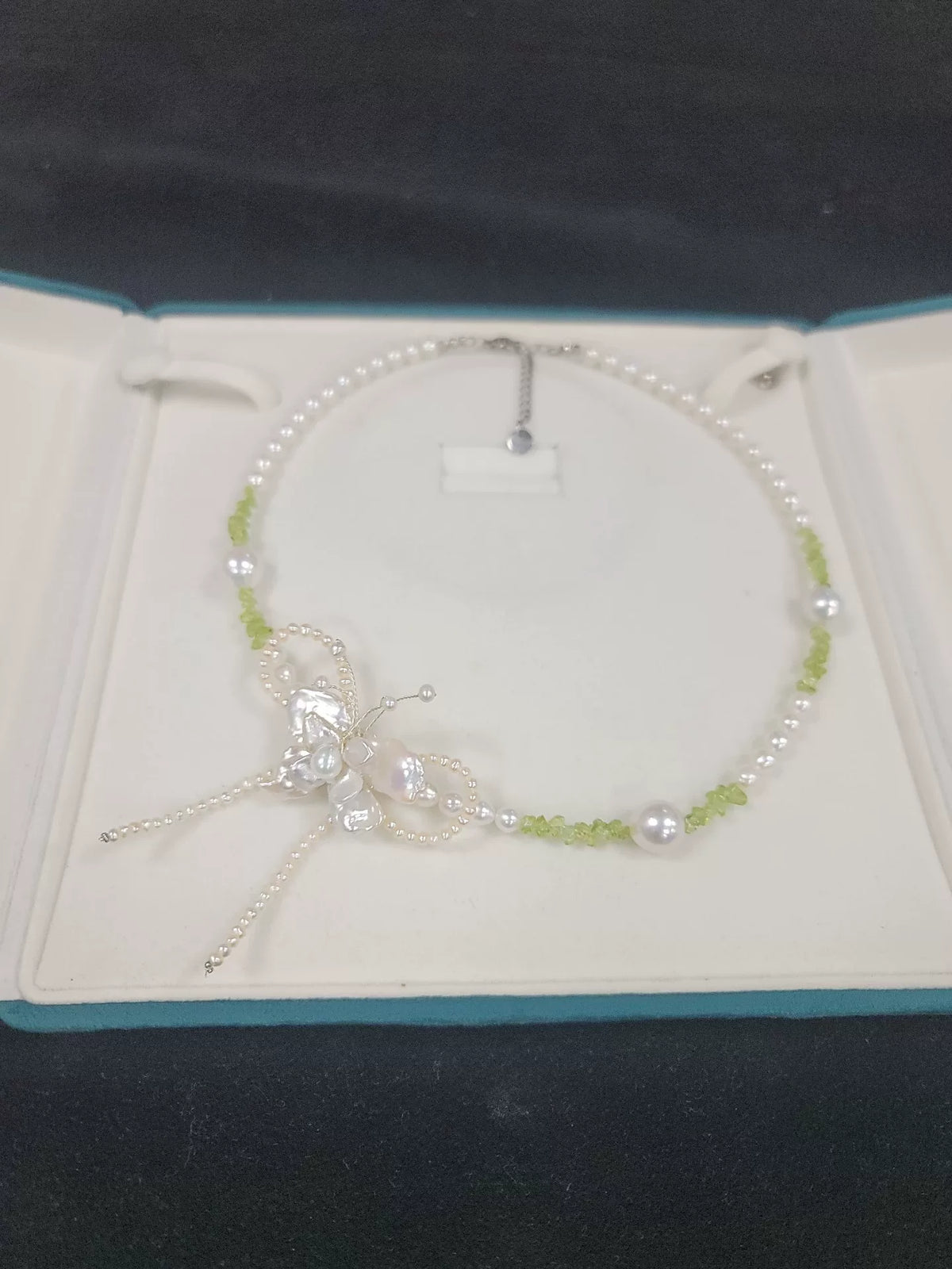 Baroque Pearl Butterfly Necklace with Peridot