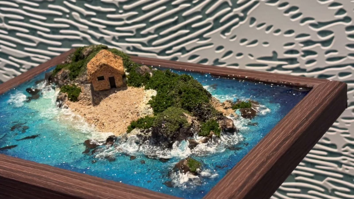 Handcrafted Miniature Island Diorama Wooden Frame