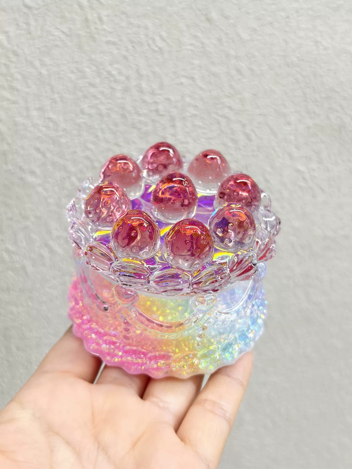 Resin Strawberry Cake Storage Box