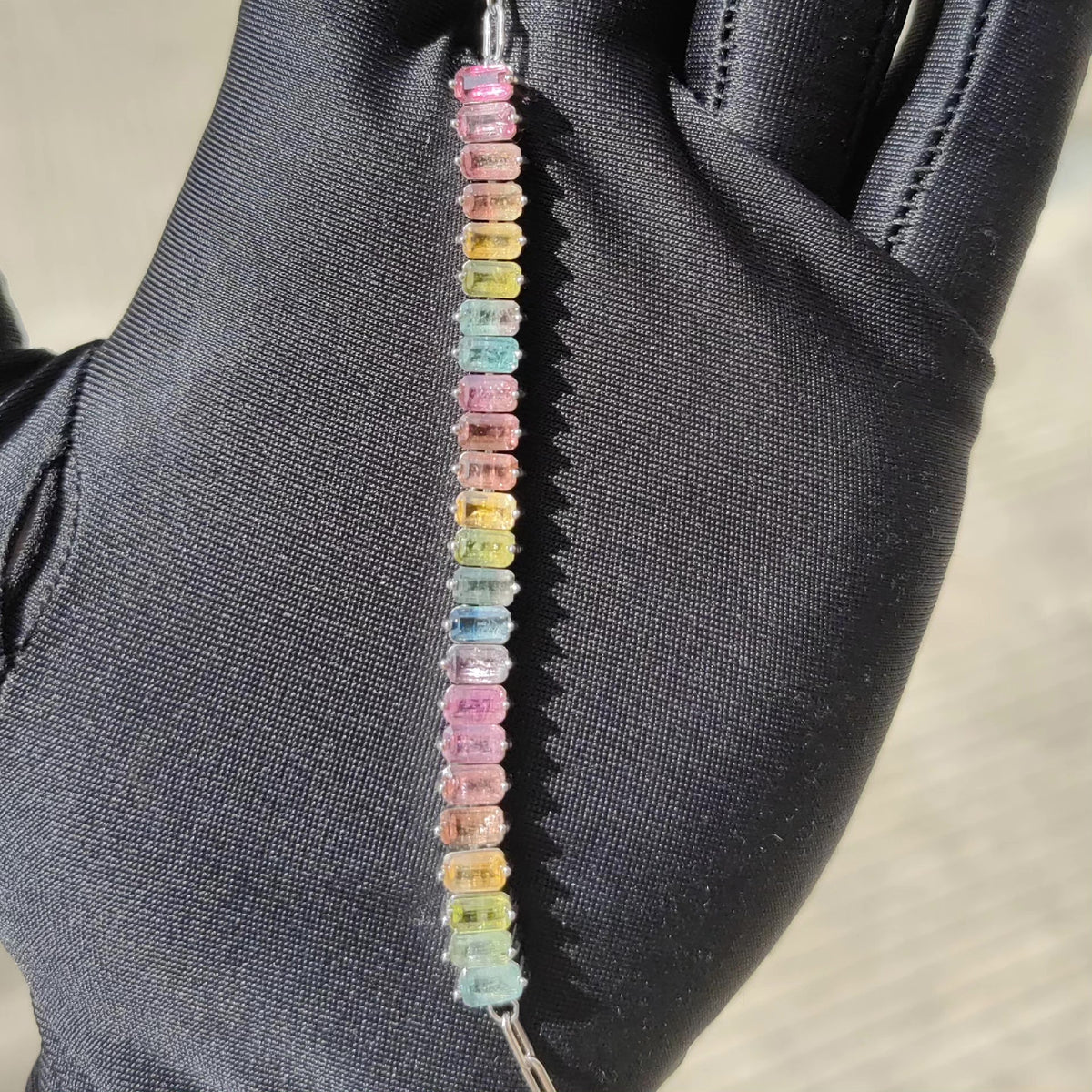 Rainbow Tourmaline Silver Bracelet 6.3mm
