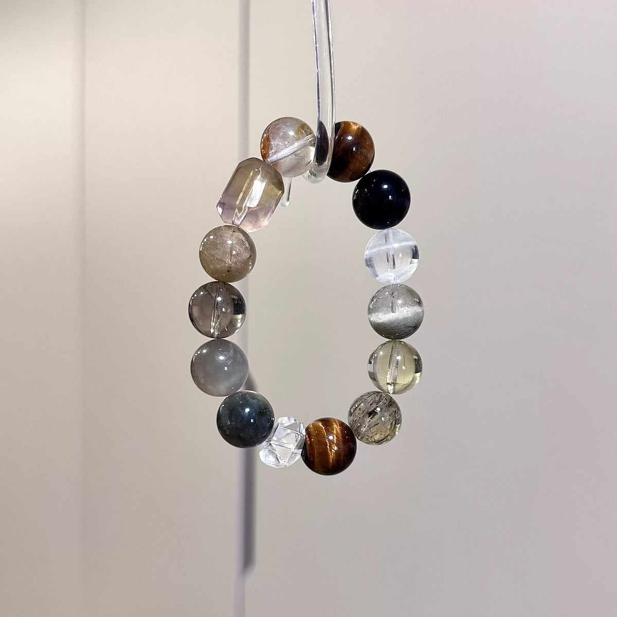 Mixed Crystal Beaded Bracelet with Cube Accent