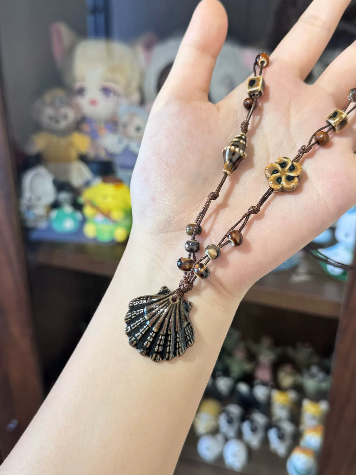Handmade Ceramic Shell Pendant Necklace