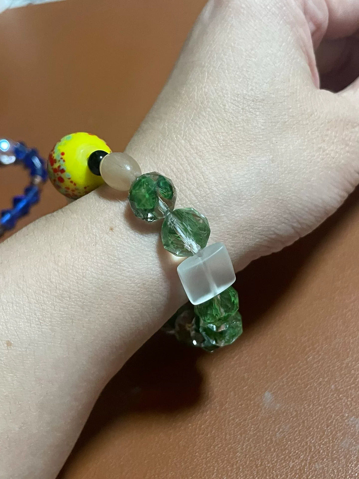 Pulseira de Miçangas de Vidro West Asian Amarelo-Limão