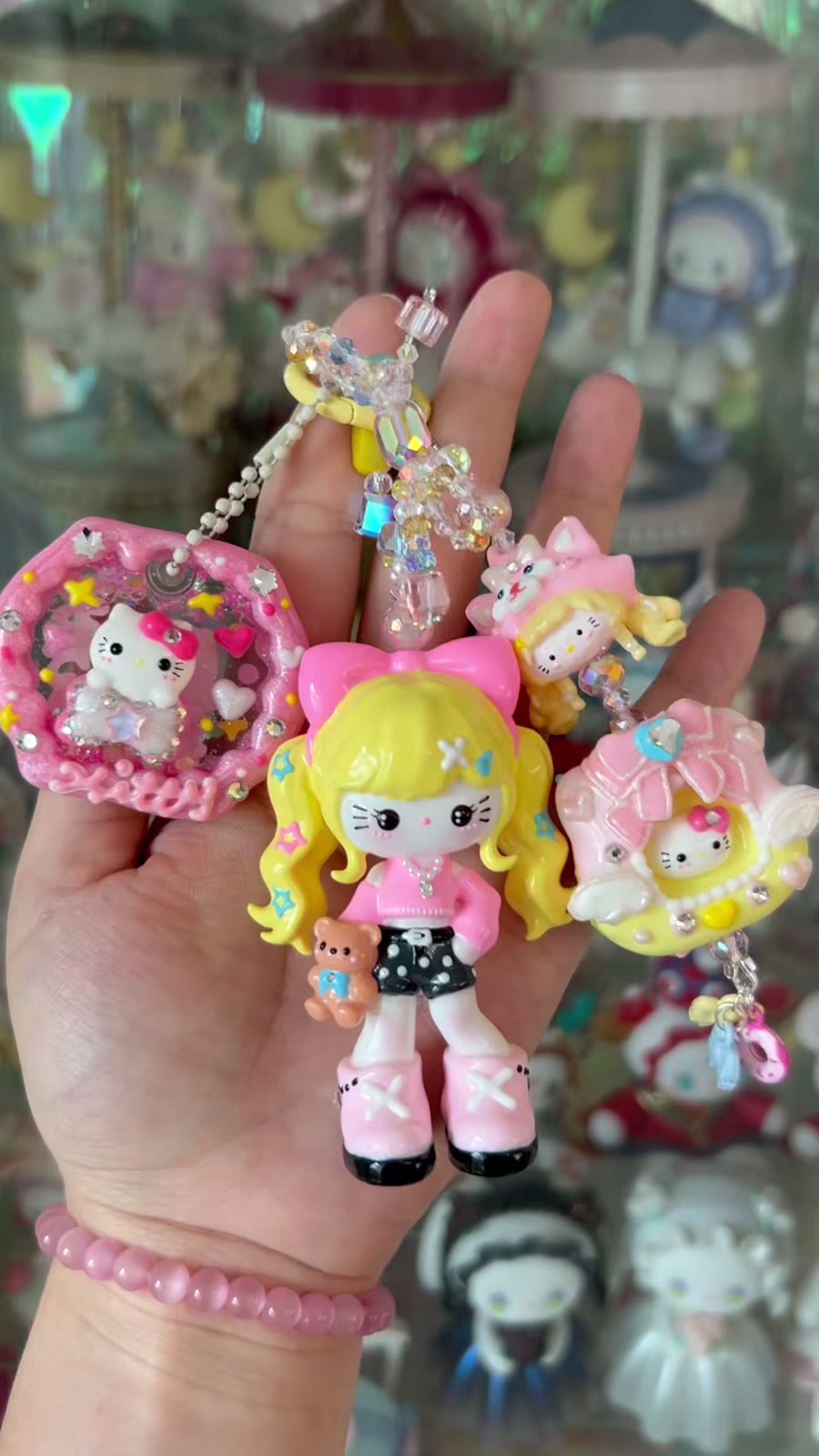 ハンドメイド ハローキティ ドール スマチャーム キーホルダー