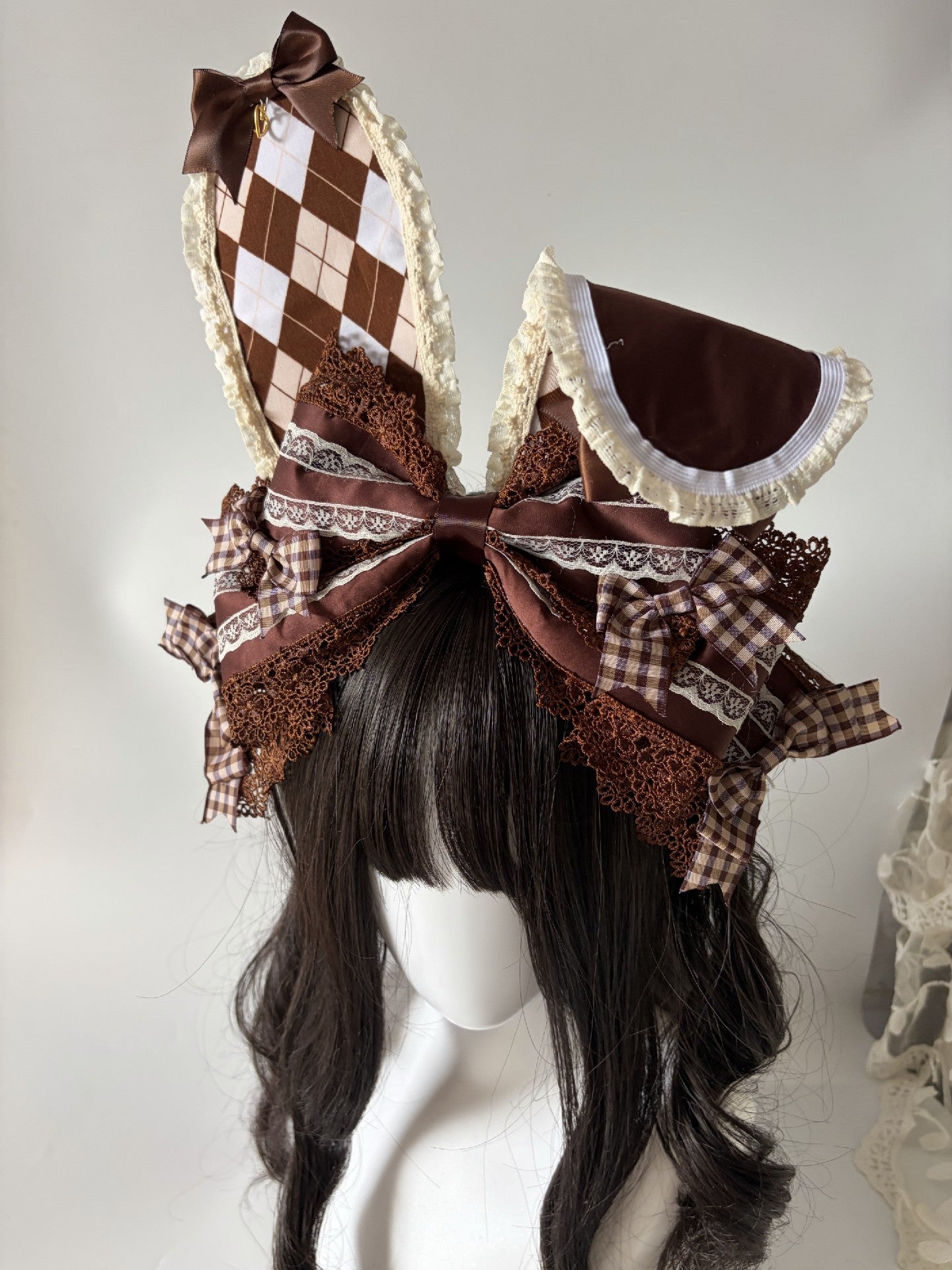 Chocolate Brown Rabbit Ear Bow Lolita Headband