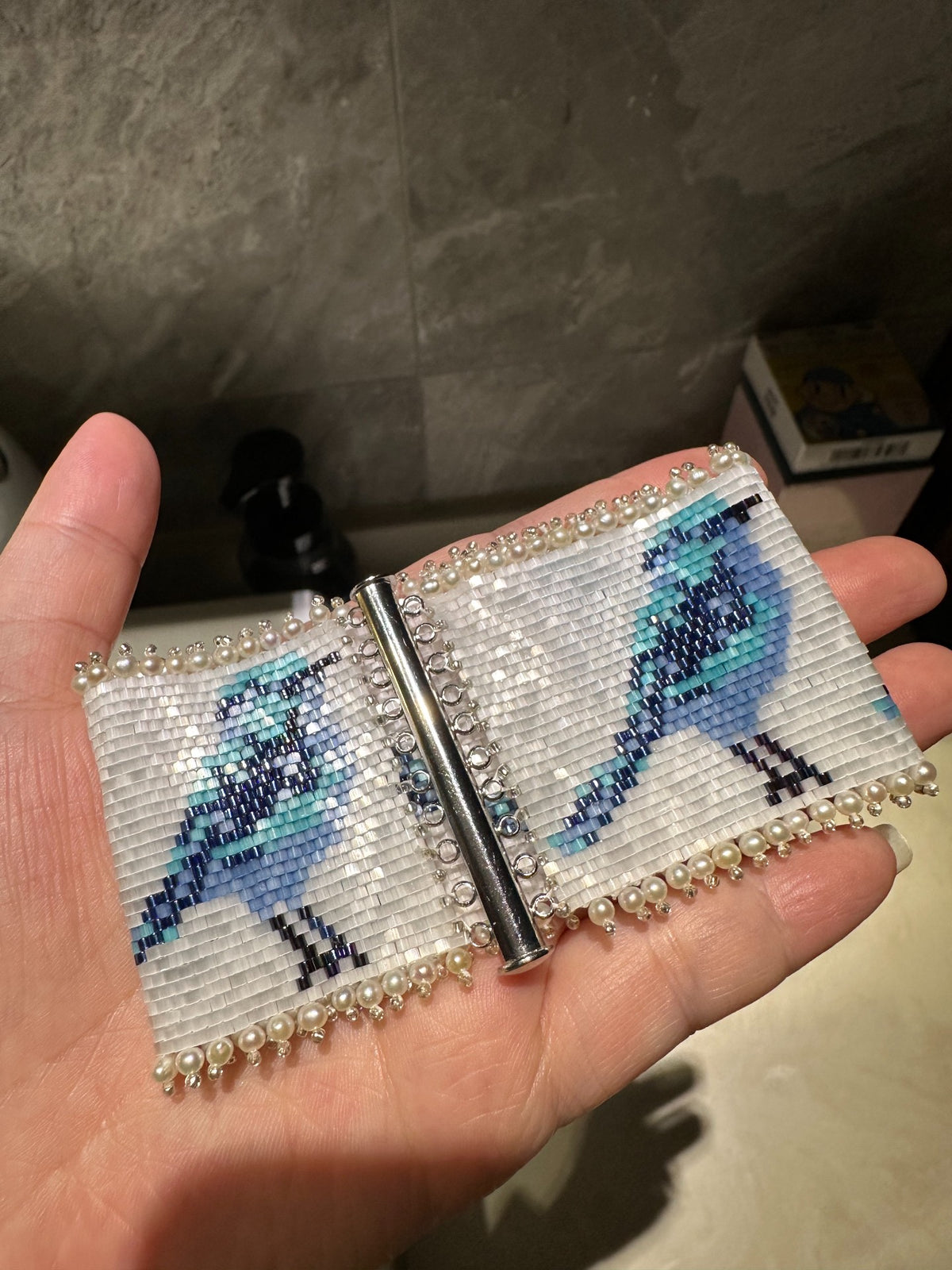 Blue Bird Beaded Wrist Chain