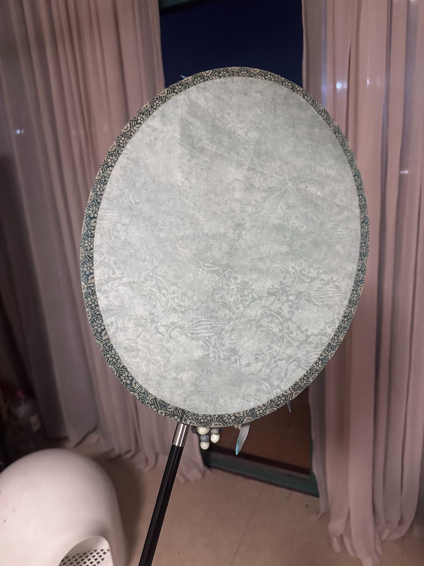 Custom Tang-Style Fan with Wild Grapes and Swallows on Silk