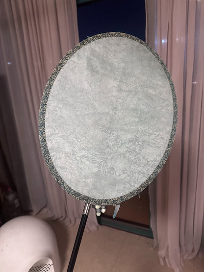 Custom Tang-Style Fan with Wild Grapes and Swallows on Silk