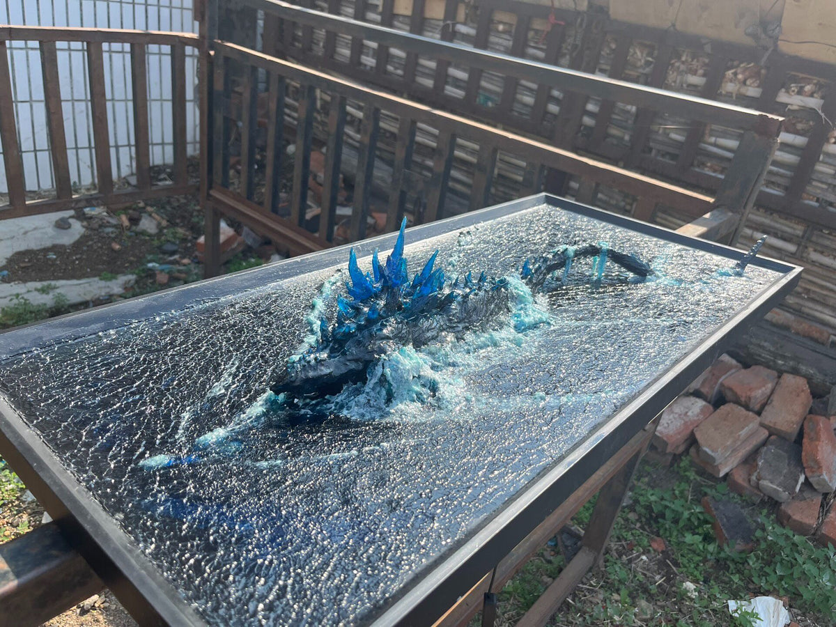 Godzilla Wall Hanging Diorama with Blue Light