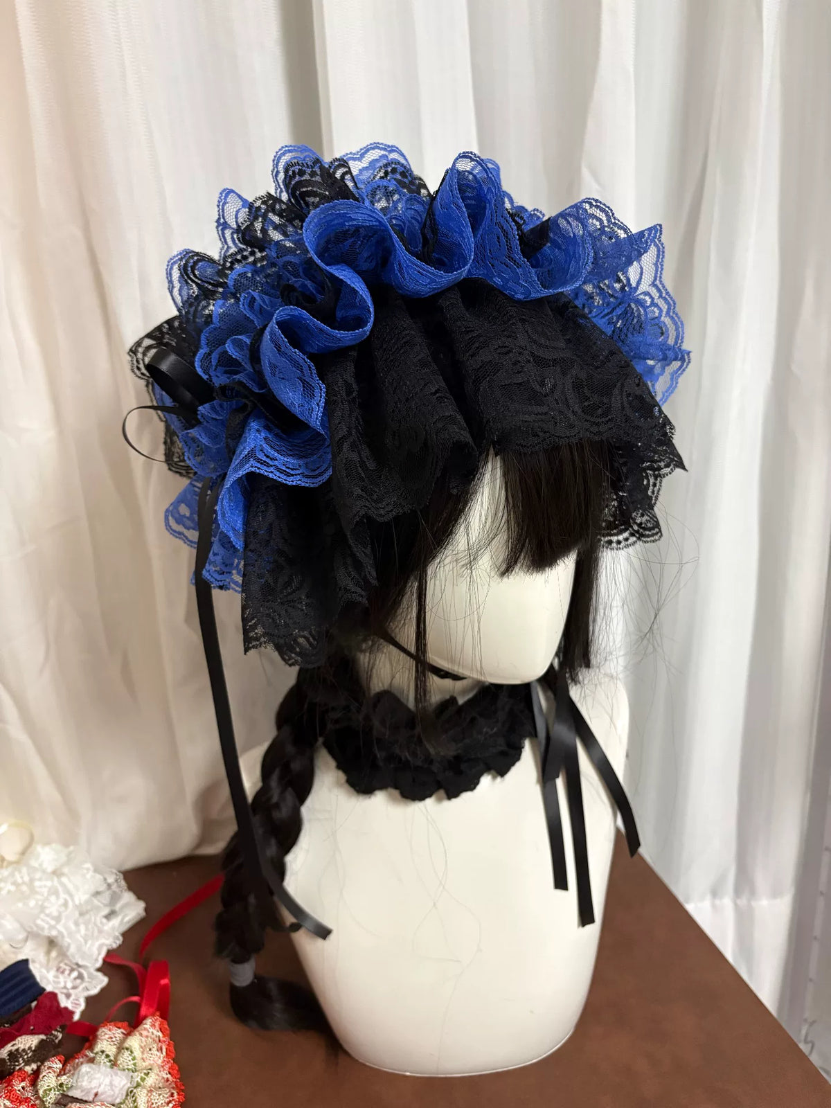 Black Blue Lace Gothic Lolita Headdress