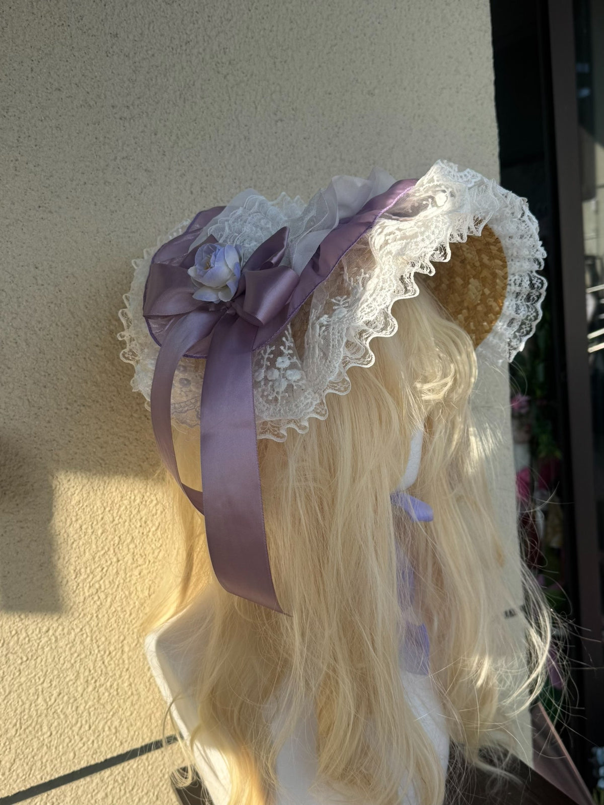 Copricapo Lolita Fatto a Mano Pizzo Viola e Fiori