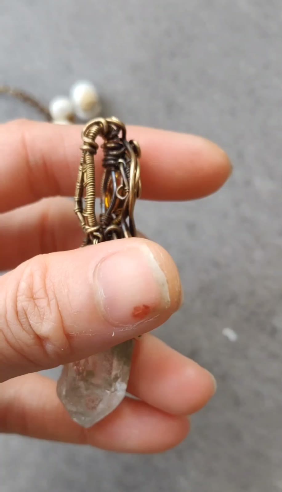 Groene Phantom Kwarts Wire Wrapped Hanger