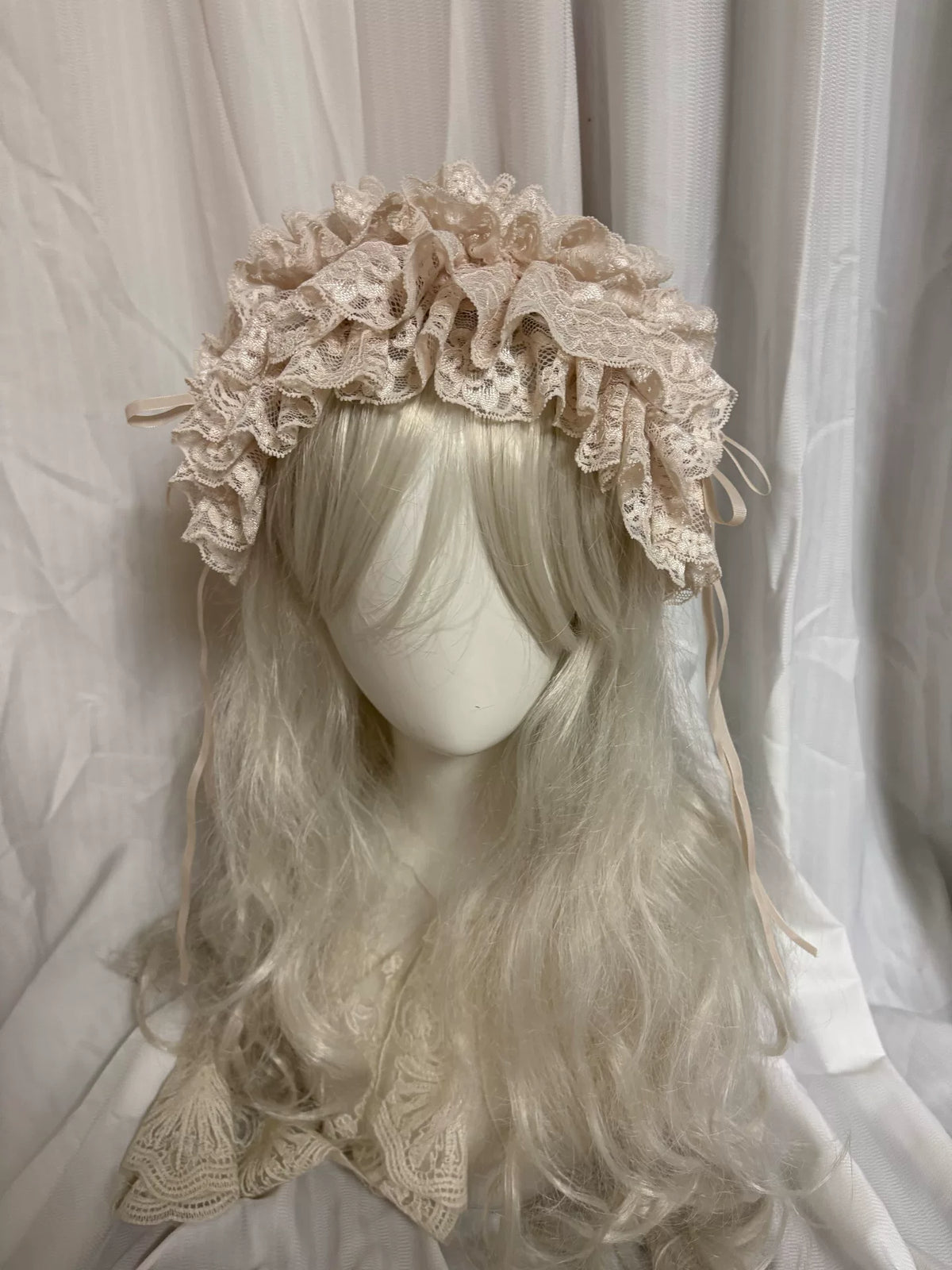 Handmade Lace Lolita Bonnet with Ruffles