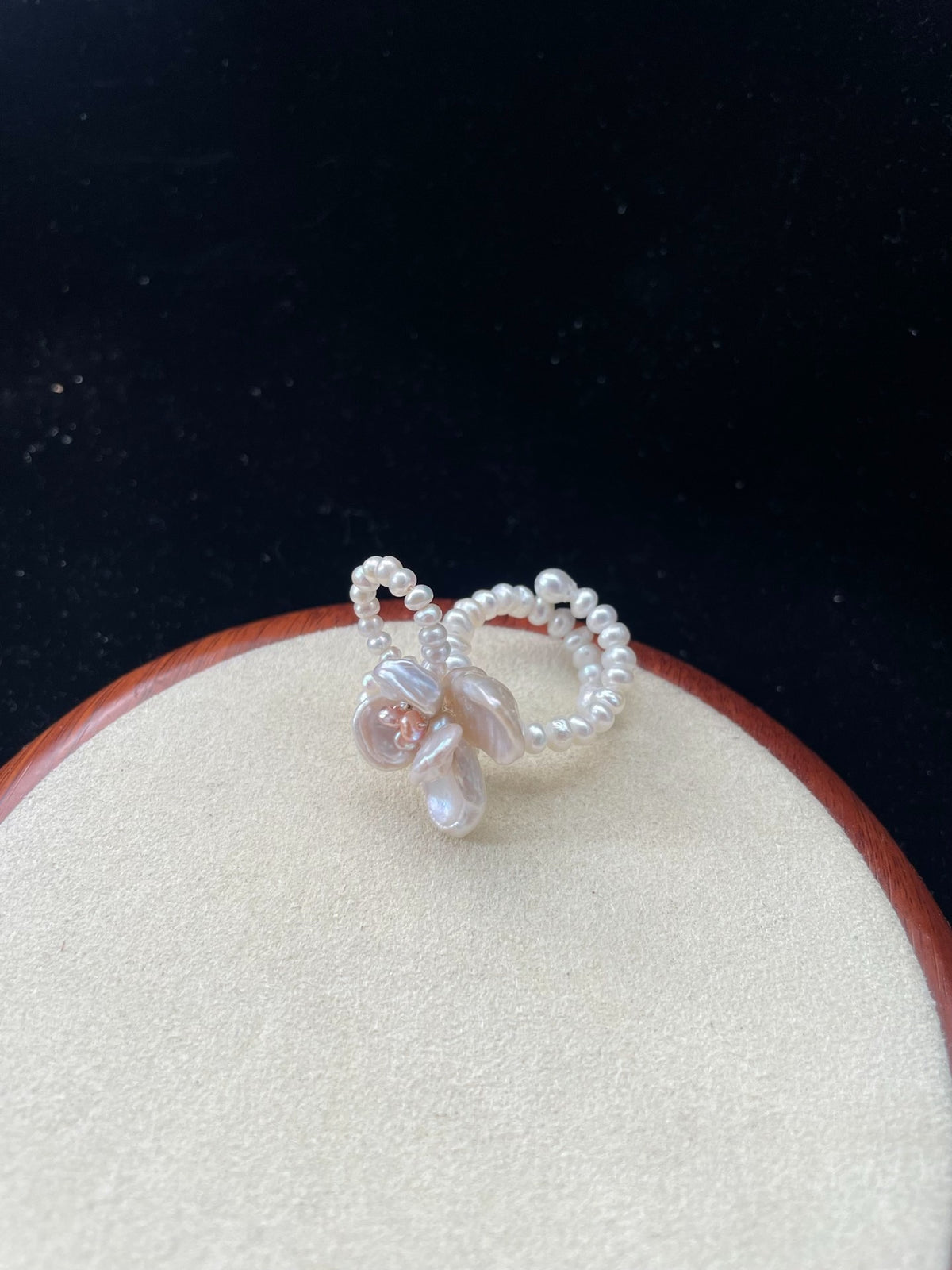 Natural Pearl Butterfly Ring Size 59